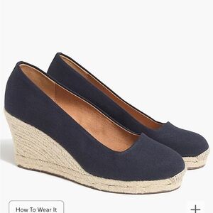 Jcrew factory Navy canvas Espadrille wedges